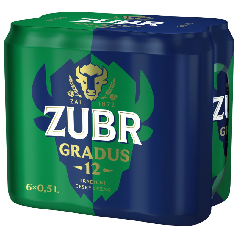 Zubr Gradus 12 světlý ležák plech (6×0,5 l)