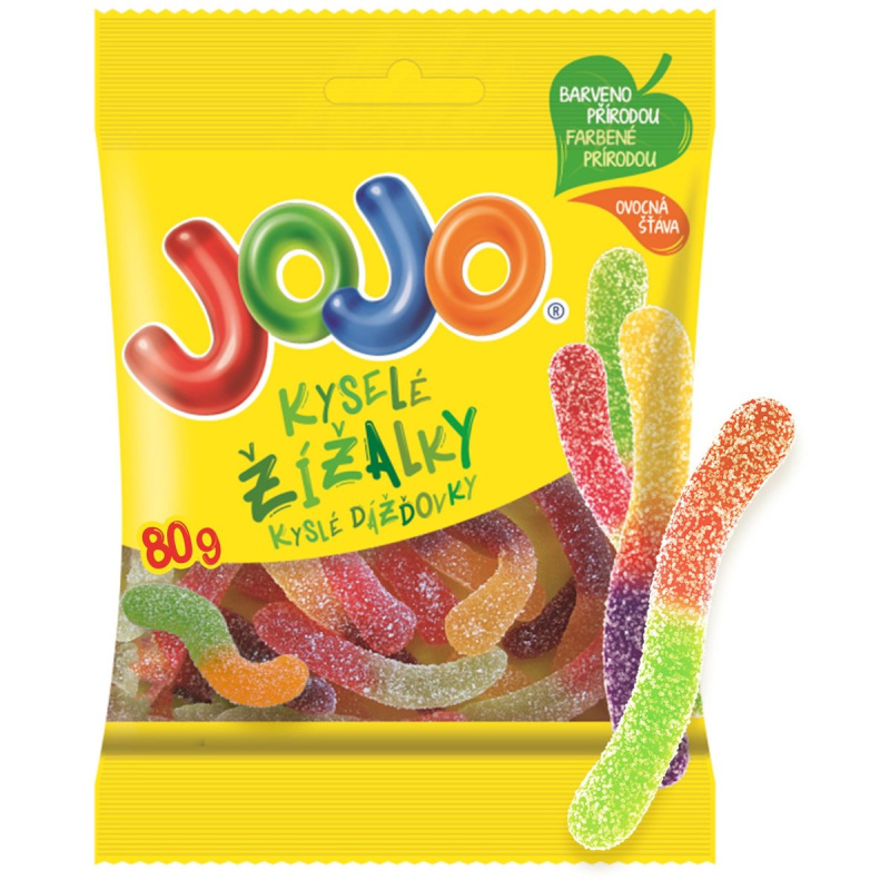 Jojo Kyselé žížalky želé bonbóny s ovocnými příchutěmi