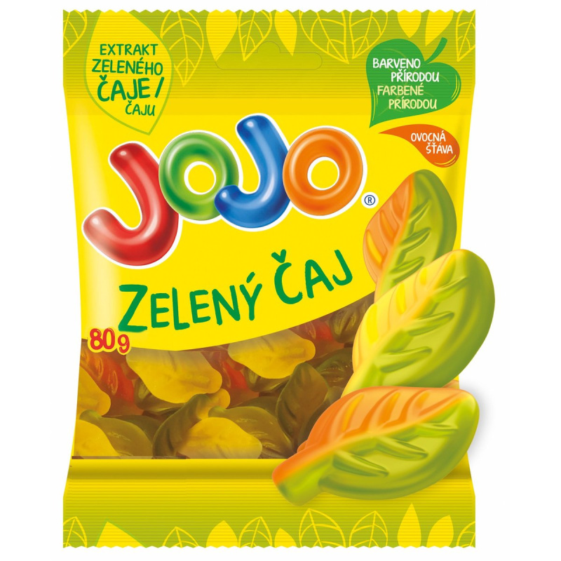 Jojo Zelený čaj, želé bonbóny s příchutí broskve a citrónu