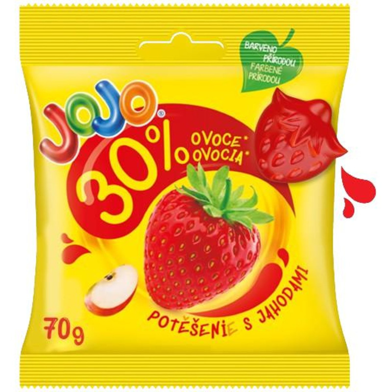 Jojo Potěšení Jahoda želé bonbóny s ovocným pyré