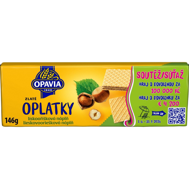 Opavia Zlaté Oplatky - lískooříškové, 146 g