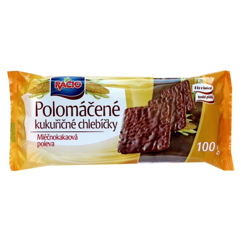 Racio Polomáčené chlebíčky kukuřičné v mléčnokakaové polevě