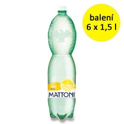 Ochucená minerální voda Mattoni - citron, 6 x 1,5 l, perlivá