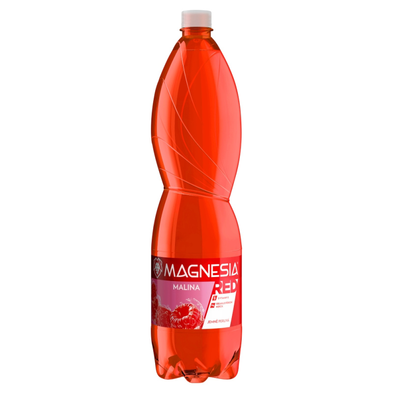 Ochucená minerální voda Magnesia Red - jemně perlivá, malina, 1,5 l, 6 ks