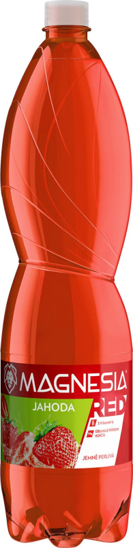 Ochucená minerální voda Magnesia Red - jemně perlivá, jahoda, 1,5 l, 6 ks