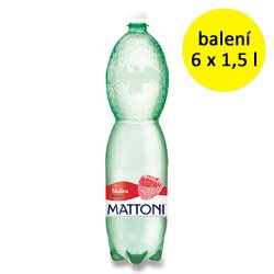 Ochucená minerální voda Mattoni - malina, 6 x 1,5 l, perlivá