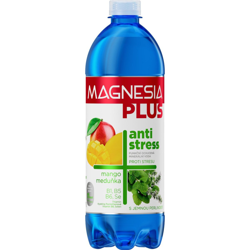 Magnesia Plus Minerální voda Magnesia Antistress -  mango, meduňka, jemně perlivá, 6x 0,7 l