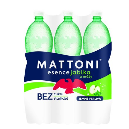 Mattoni Esence - perlivá minerální voda - jablko a máta, 6 x 1,5 l