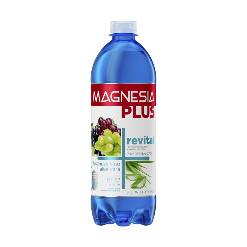 Magnesia Plus Revital - ochucená minerální voda - hroznové víno a aloe vera, 0,7 l