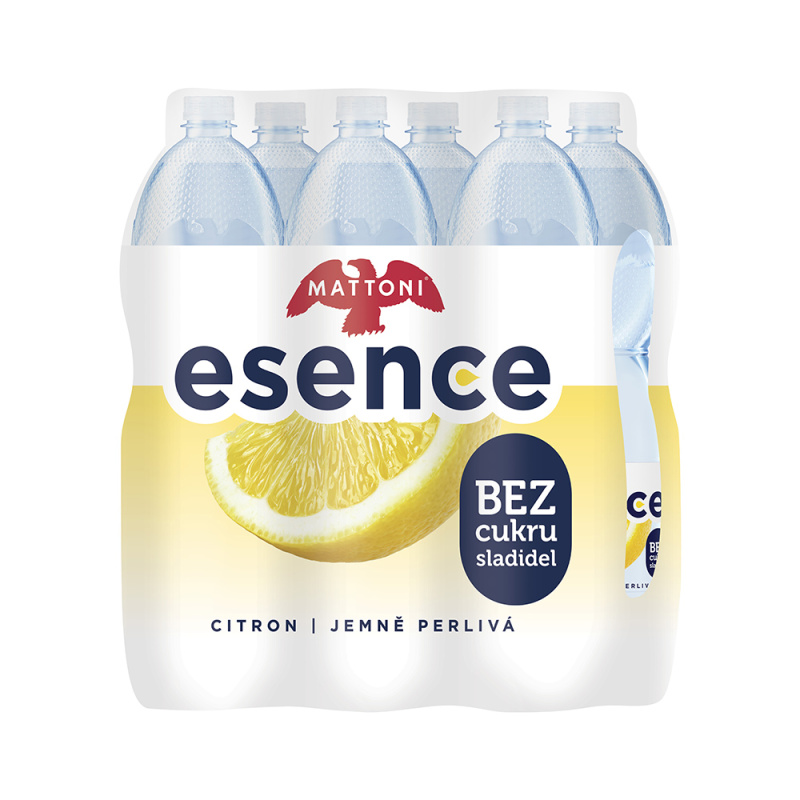 Mattoni Esence - perlivá minerální voda - citron, 6 x 1,5 l