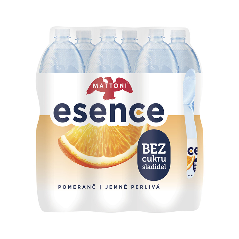 Mattoni Esence - perlivá minerální voda - pomeranč, 6 x 1,5 l