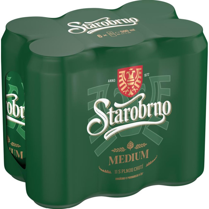 Starobrno Medium ležák plech 6×0,5 l plech