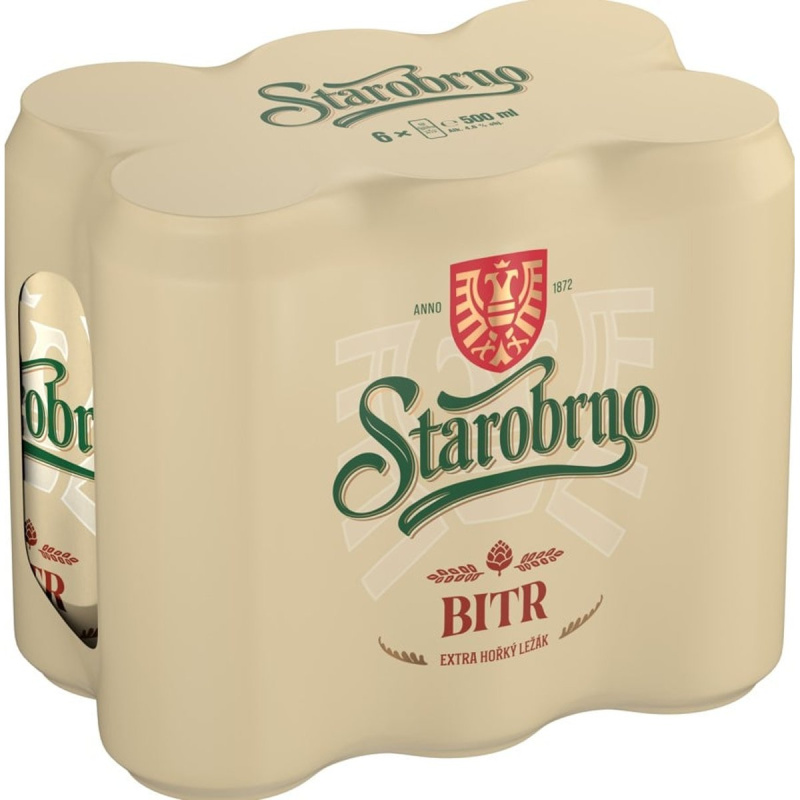 Starobrno Bitr světlý ležák plech 6×0,5 l plech
