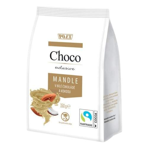 POEX Choco Exclusive Mandle v bílé čokoládě a kokosu 150 g