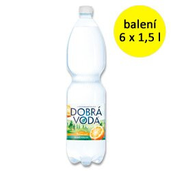 Ochucená minerální voda Dobrá voda - jemně perlivá, pomeranč, 6 x 1,5 l