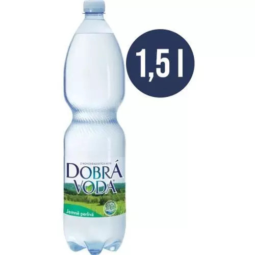Minerální voda Dobrá voda - jemně perlivá, 6 x 1,5 l