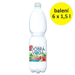 Ochucená minerální voda Dobrá voda - neperlivá, malina, 6 x 1,5 l