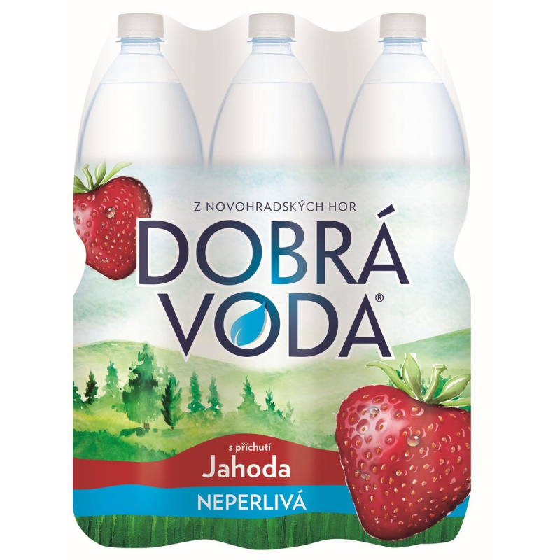Dobrá voda - neperlivá voda - Jahoda, 6 × 1,5 l