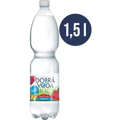 Dobrá voda neperlivá jahoda a malina 1,5L