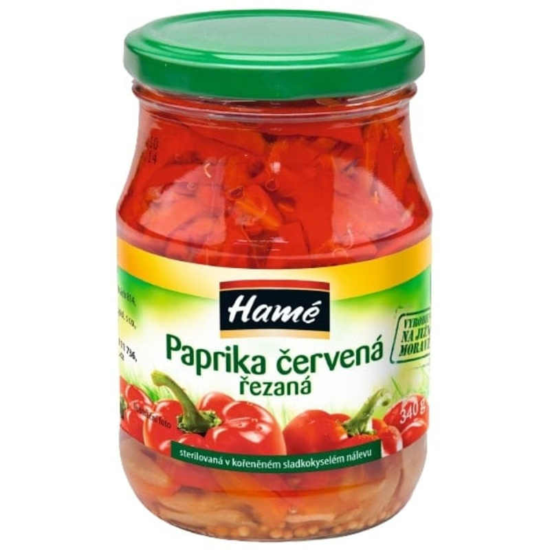 Hamé paprika červená řezaná sterilovaná