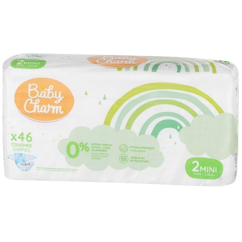 Baby Charm Jednorázové plenky super dry flex 2 mini (3–6 kg)