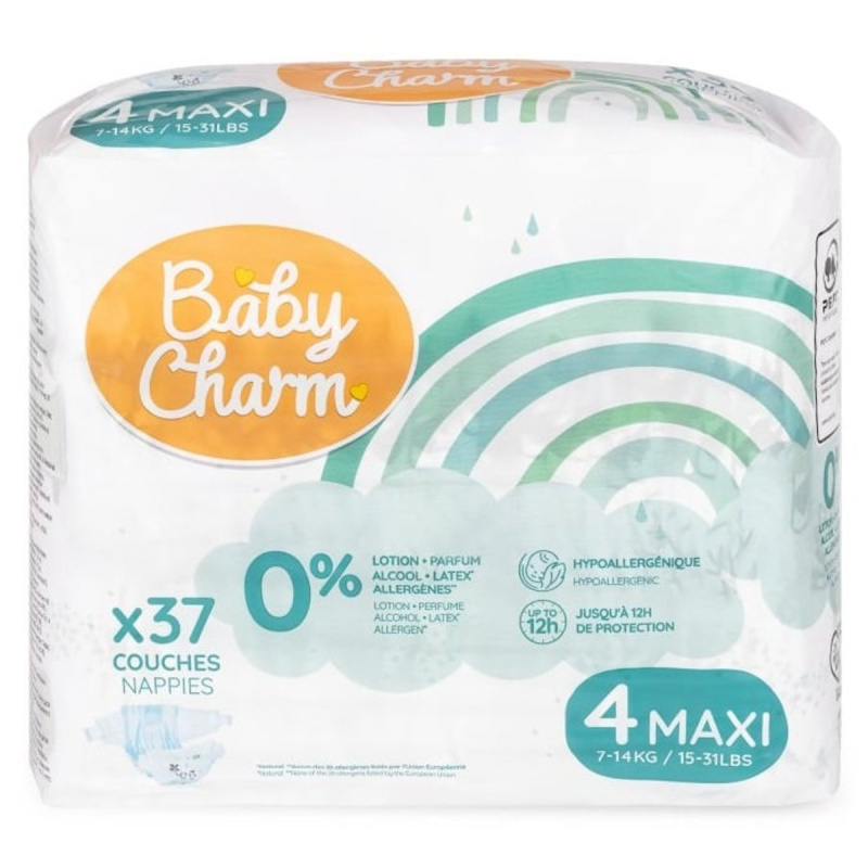 Baby Charm Jednorázové plenky super dry flex 4 maxi (7–14 kg)