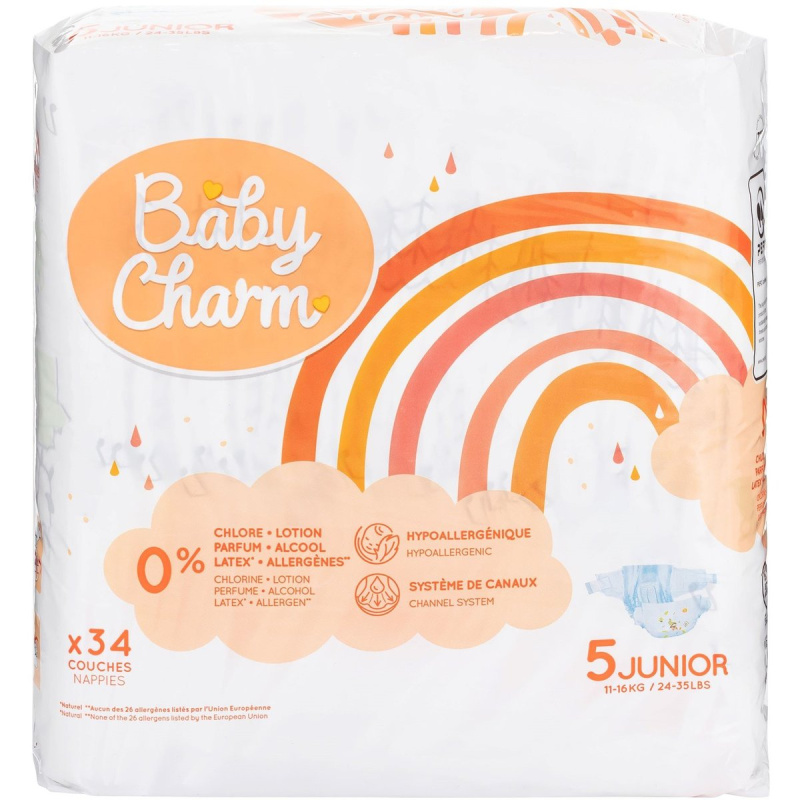 Baby Charm Jednorázové plenky super dry flex 5 junior (11–16 kg)
