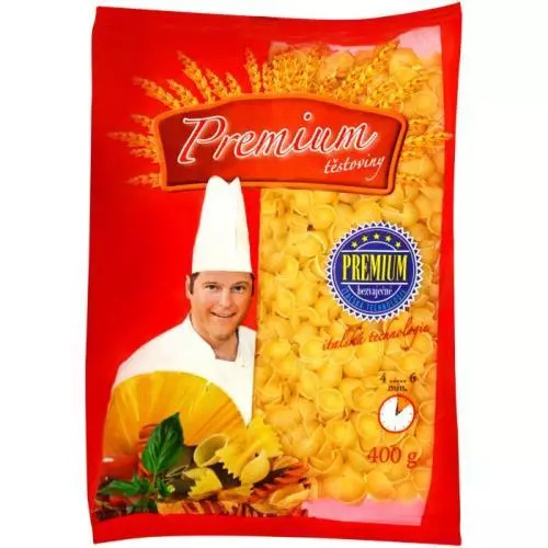 Premium těstoviny mušle bezvaječné 400g