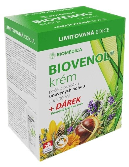 Biomedica Biovenol krém 2x200 ml + konopný krém na ruce 100 ml