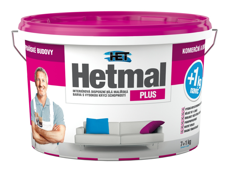 Malba interiérová HET Hetmal Plus bílá 7+1 kg