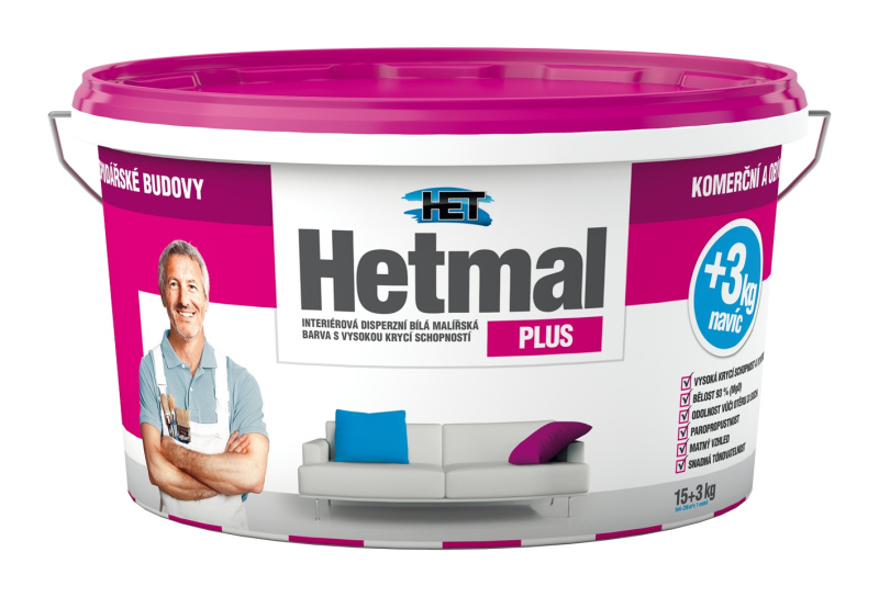 Malba interiérová HET Hetmal Plus bílá 15+3 kg
