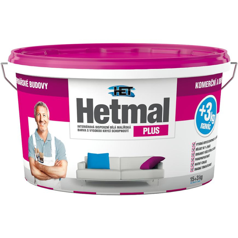 Malba interiérová HET Hetmal Plus bílá 15+3 kg