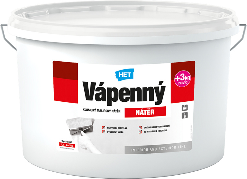 Malba vápenná HET vápenný nátěr bílý 12+3 kg