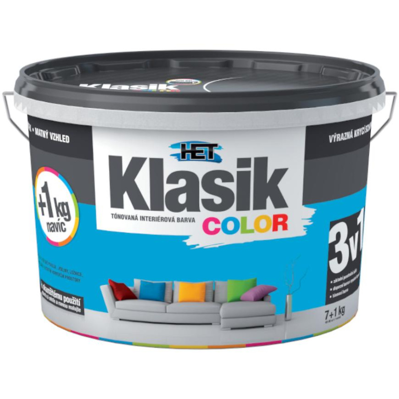 Het Klasik Color 0417 modrý azurový 7+1kg + akrylátový tmel HET 400g zdarma