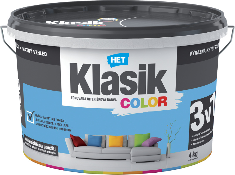 Malba interiérová HET Klasik Color modrý azurový 4 kg