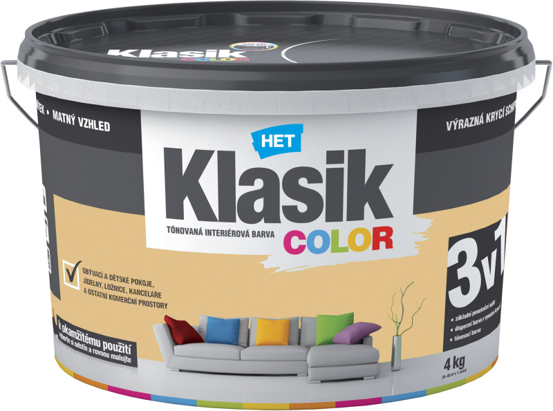 Malba interiérová HET Klasik Color žlutý banánový 4 kg