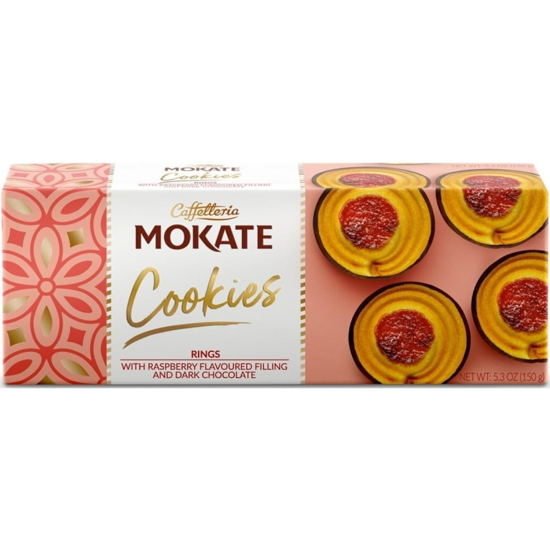 Mokate Rings sušenky malinové s tmavou čokoládou