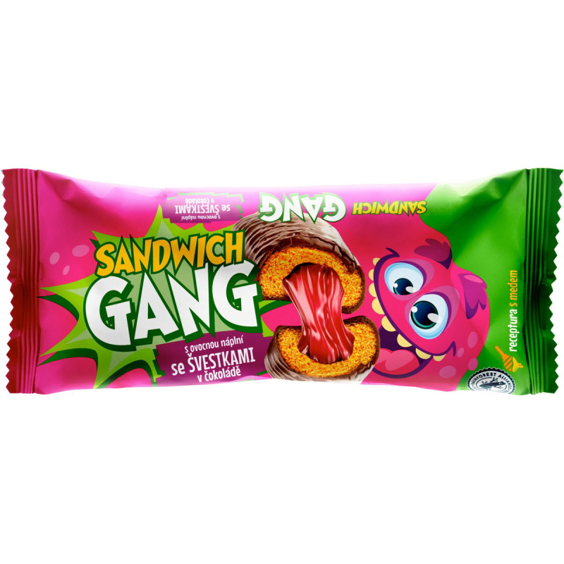 Sandwich Gang s ovocnou náplní se švestkami v čokoládě