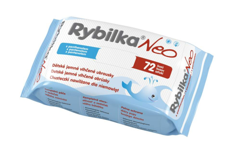 RYBILKA Neo s panthenolem dětské vlhčené ubrousky 72 kusů