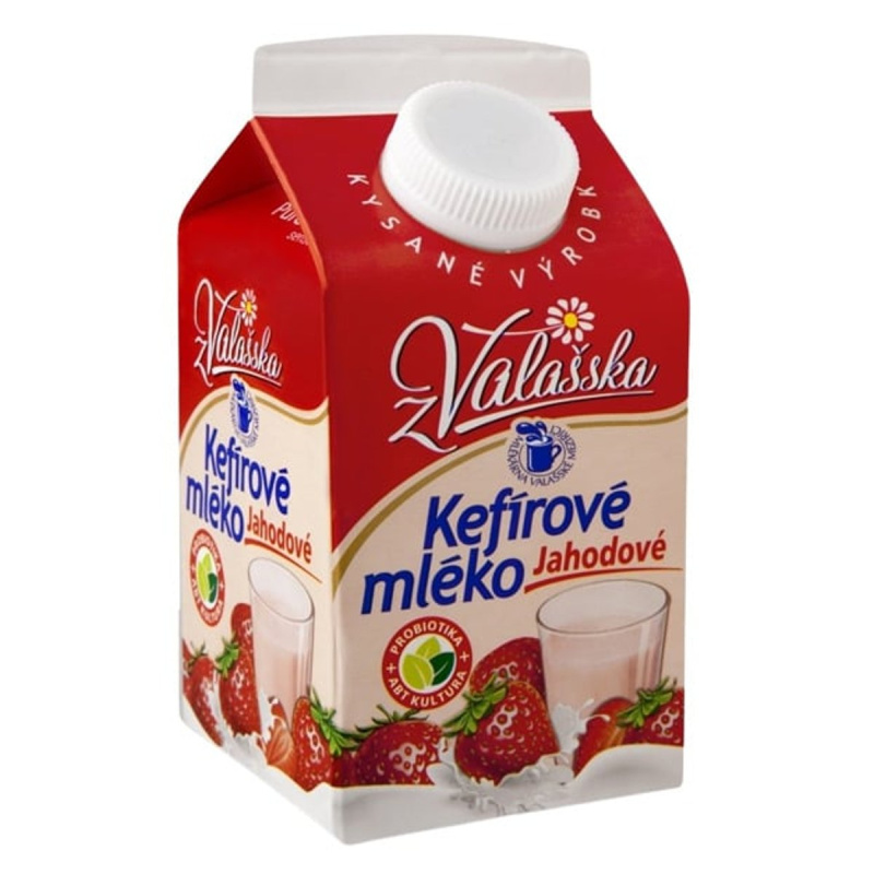 Mlékárna ValMez Kefírové mléko jahoda nízkotučné 0,8%