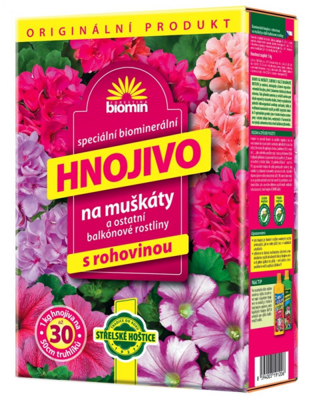 Hnojivo na muškáty a jiné balkónové rostliny s rohovinou 1 kg