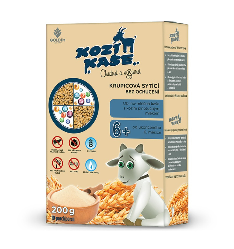 Kozí kaše Krupicová sytící bez ochucení 6m+ 200 g