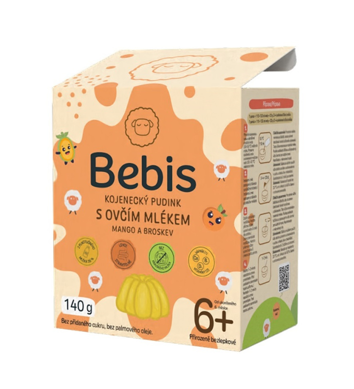 Bebis Kojenecký pudink s ovčím mlékem mango a broskev 140 g