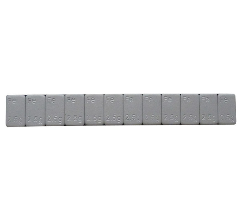 Ocelové samolepící vyvažovací závaží 12 x 2,5 g, nízké, šedé - F1380