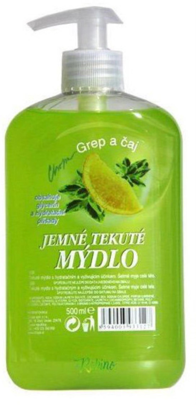 Tekuté mýdlo - grep a čaj, s pumpičkou, 500 ml