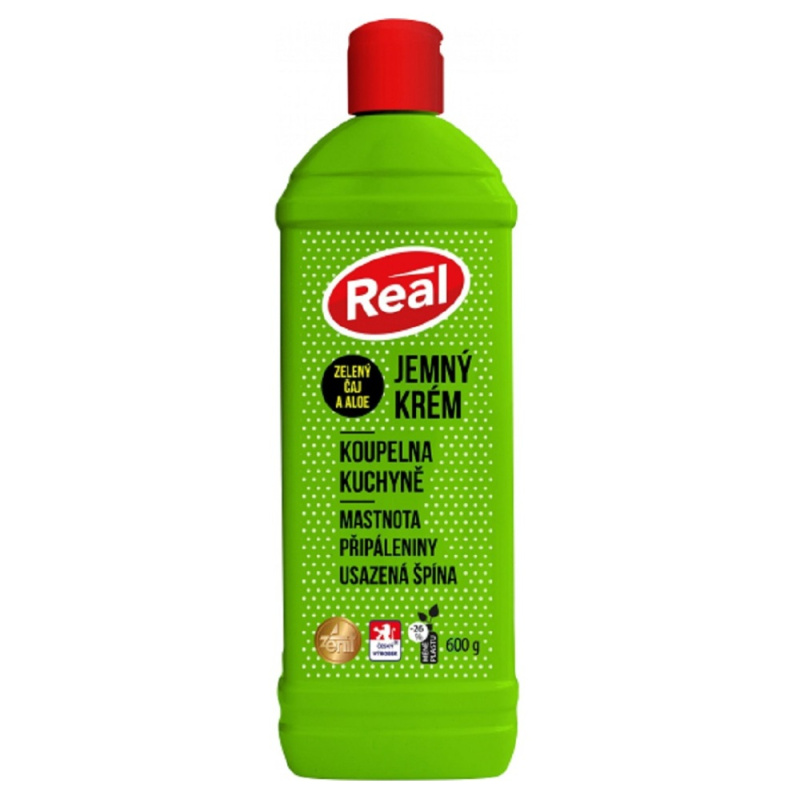Real jemný krém - čisticí krém - zelený čaj a aloe, 600 g