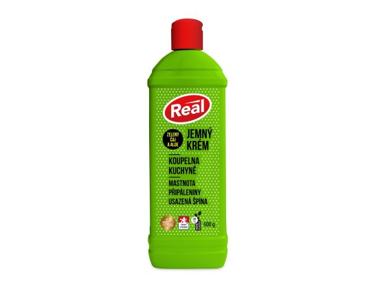 Real jemný krém - čisticí krém - zelený čaj a aloe, 600 g