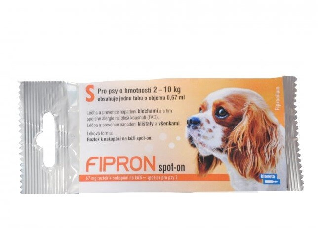FIPRON spot-on pro psy a kočky S pes 2-10 kg 1x0,67 ml (pipety)