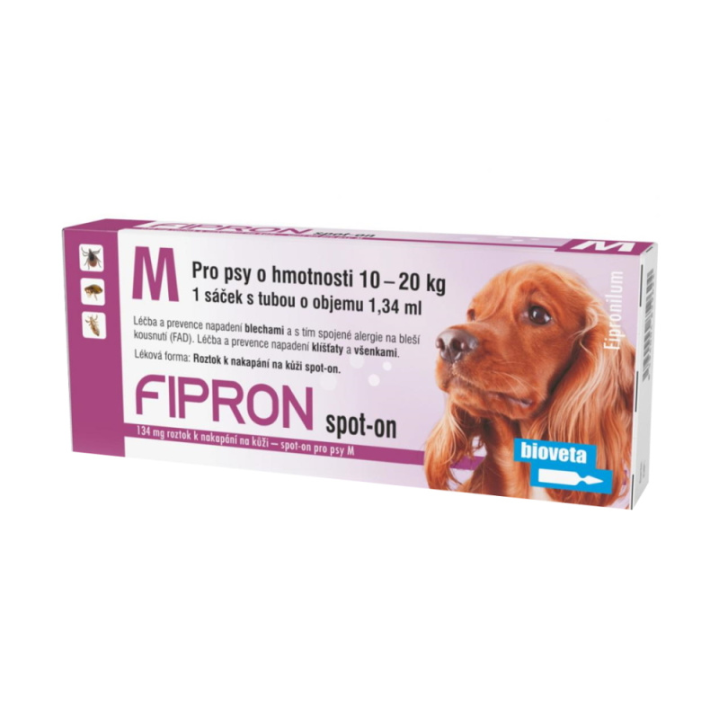 FIPRON spot-on pro psy a kočky M pes 10-20 kg 1x1,34 ml (pipety)
