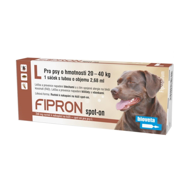FIPRON spot-on pro psy a kočky L pes 20-40 kg 1x2,68 ml (pipety)